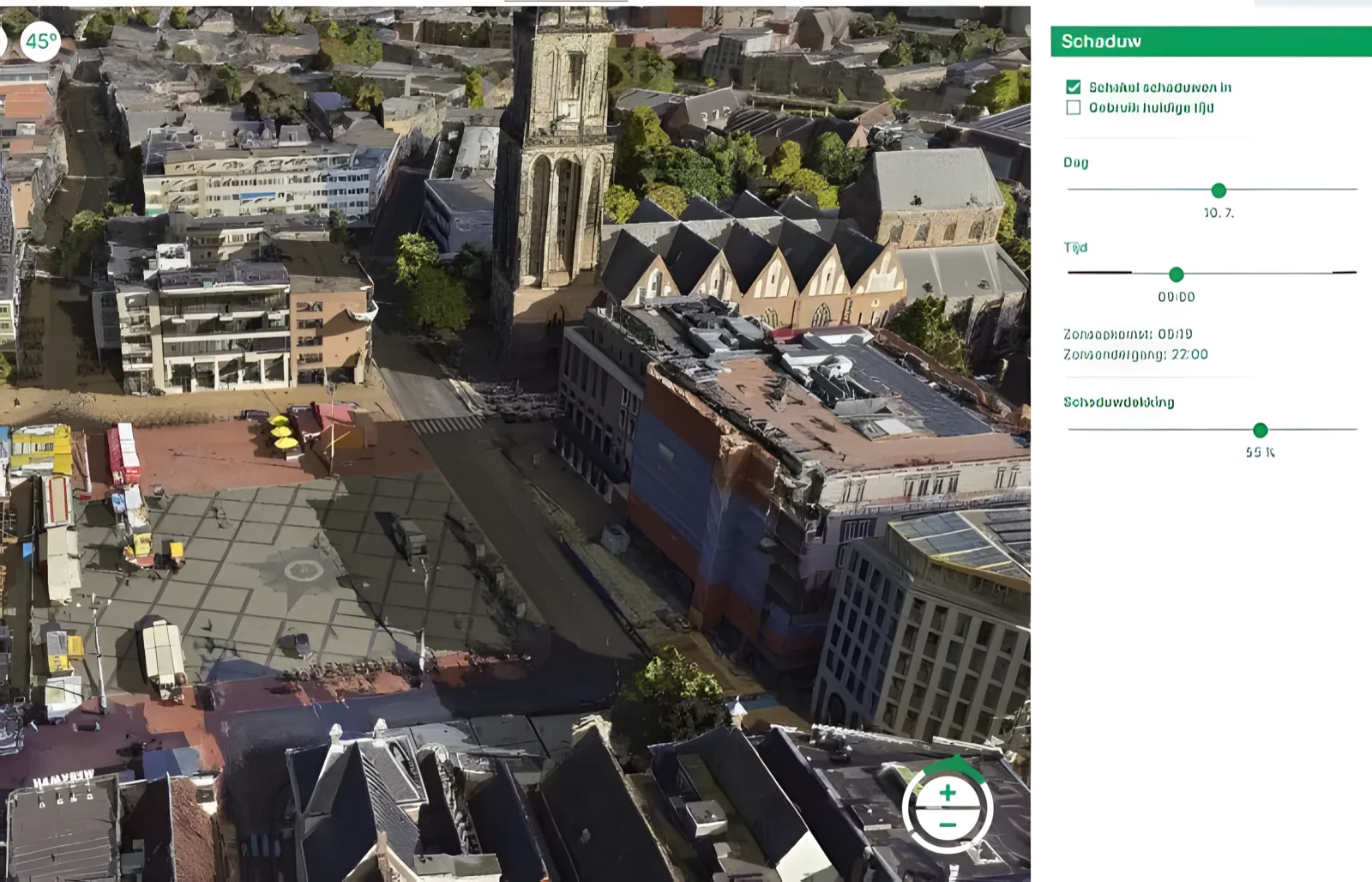 Schaduwanalyse op basis van 3D stadsmodel — berekening van zonlichtinval op gebouwen en openbare ruimte