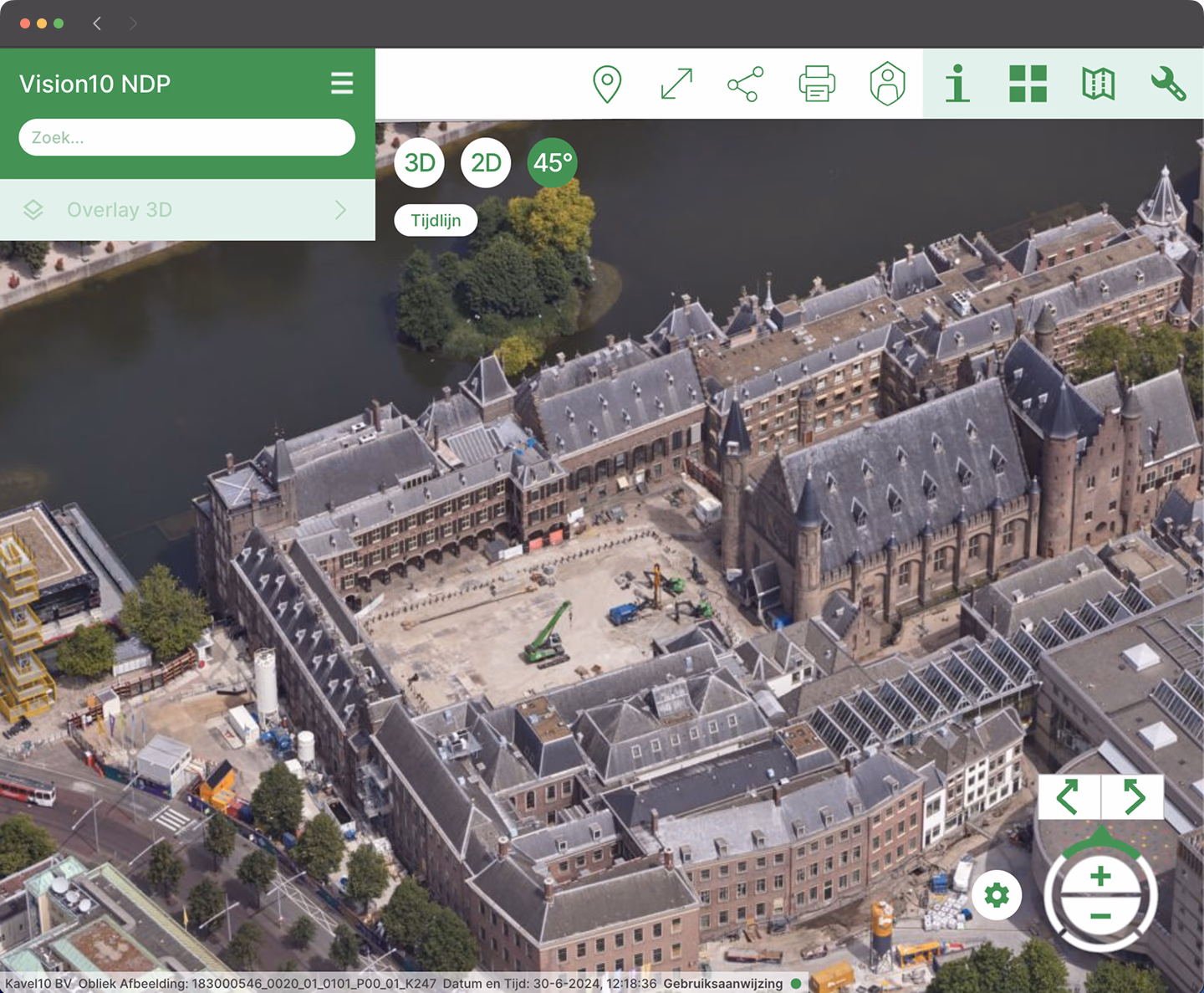 Vision 10 NDP viewer — luchtfoto van bovenaf